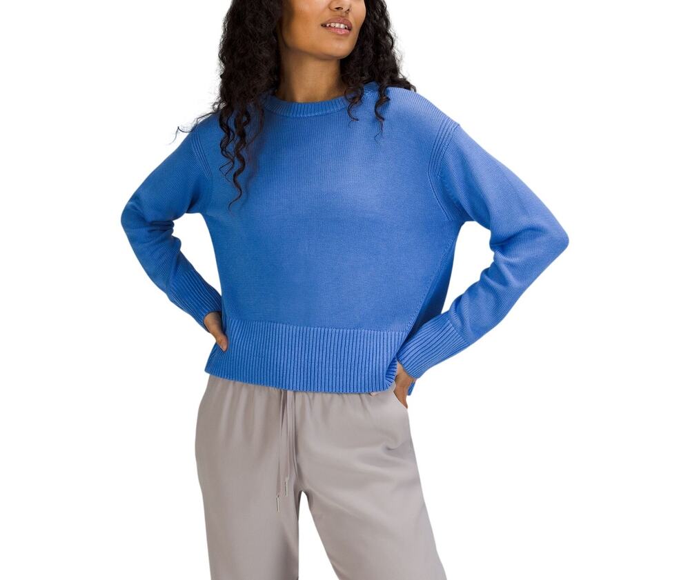Lululemon Cozy Blue Cashlu Boxy Crewneck Sweater Size XS / S
